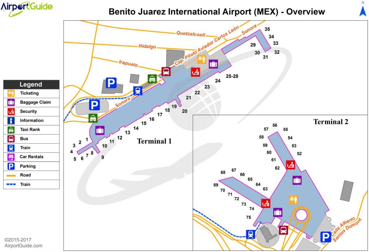 διεθνές αεροδρόμιο benito juarez χάρτης