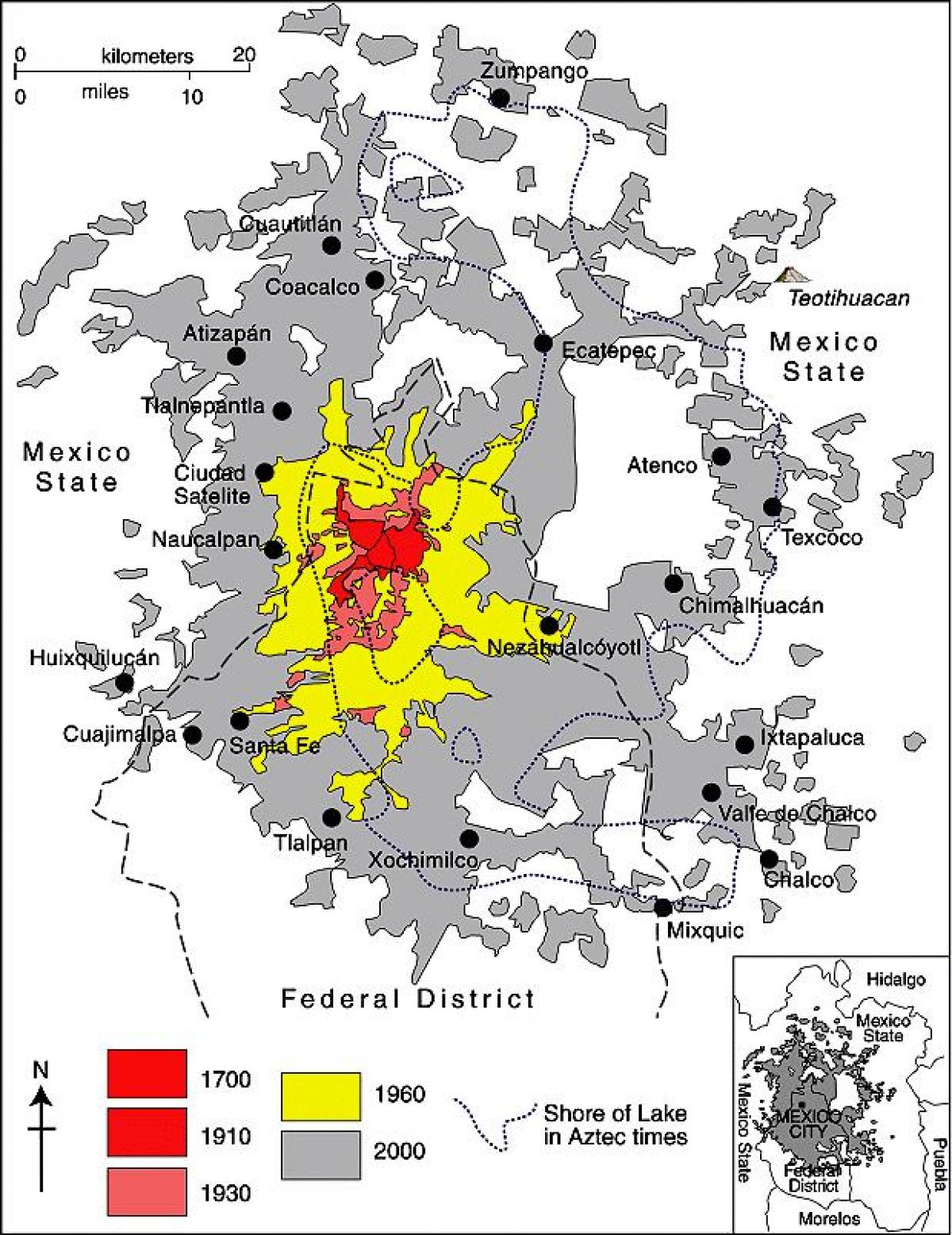 χάρτης της Πόλης του Μεξικού περιοχή