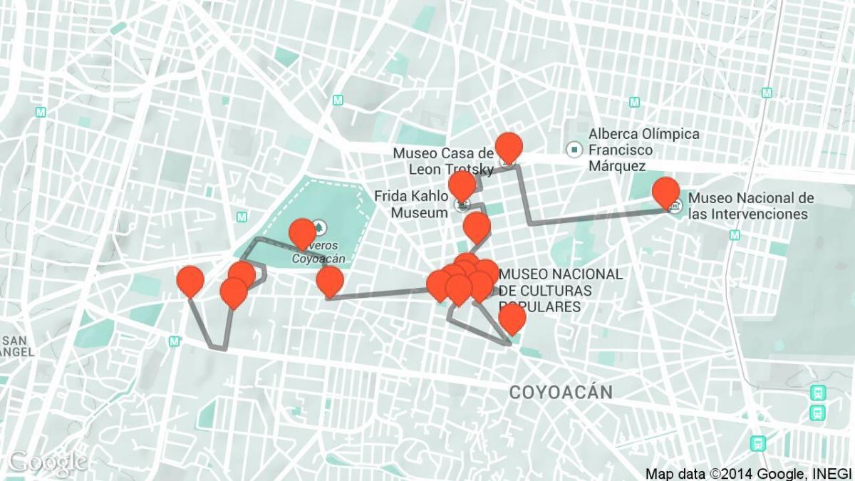 χάρτης της Πόλης του Μεξικού walking tour