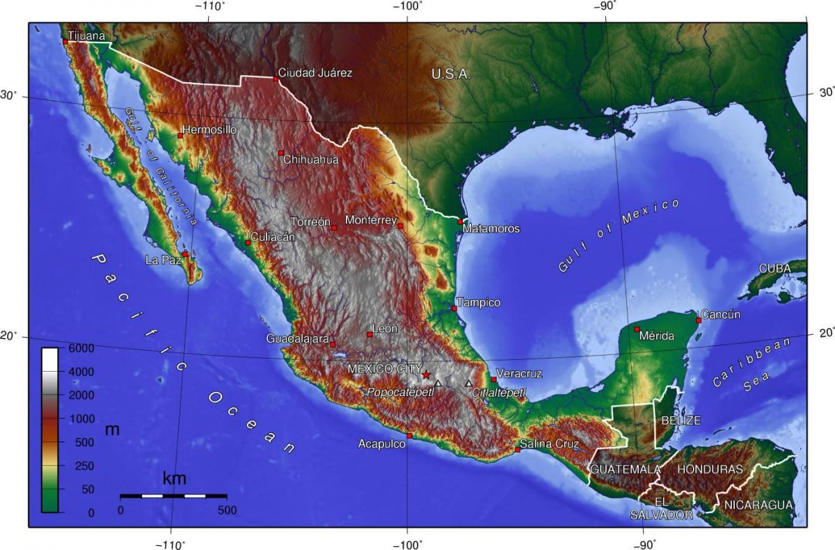 Πόλη του μεξικού, τοπογραφικός χάρτης