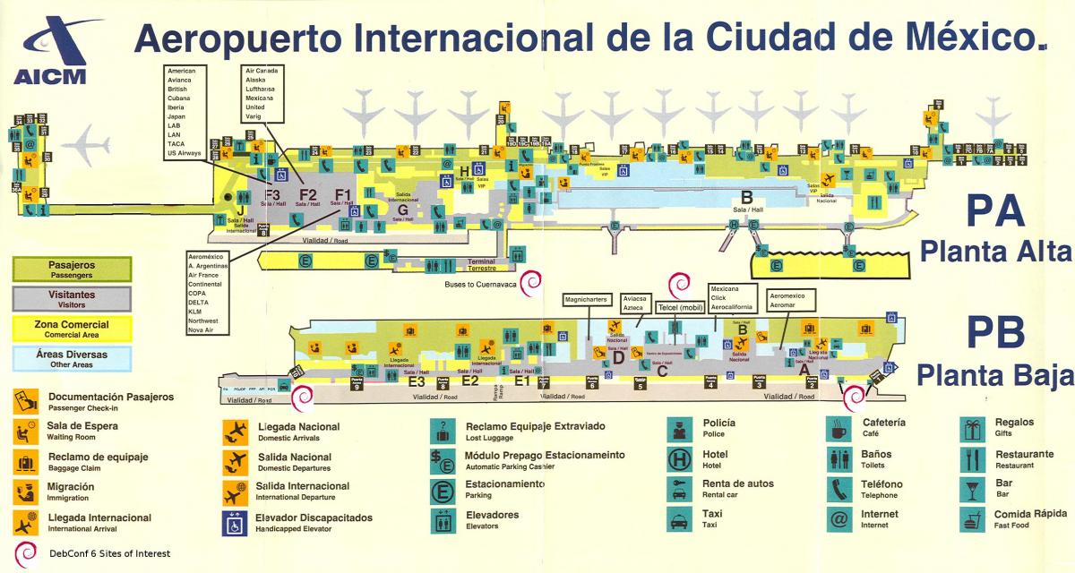 Πόλη του μεξικού το διεθνές αεροδρόμιο χάρτης