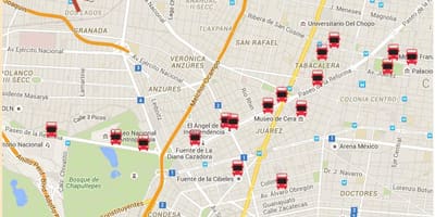 Turibus Μεξικό χάρτη της διαδρομής