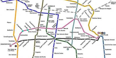Χάρτης της Πόλης του Μεξικού λεωφορείο 