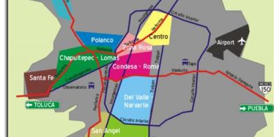 Πόλη του μεξικού εμφάνιση χάρτη γειτονιές